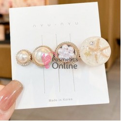 Clema pentru par metalica AGF011RR Auriu cu perle